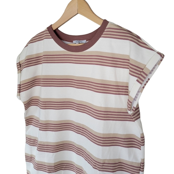 Polygraph Striped Cap Sleeve T-shirt Dress - Picture 3 of 6